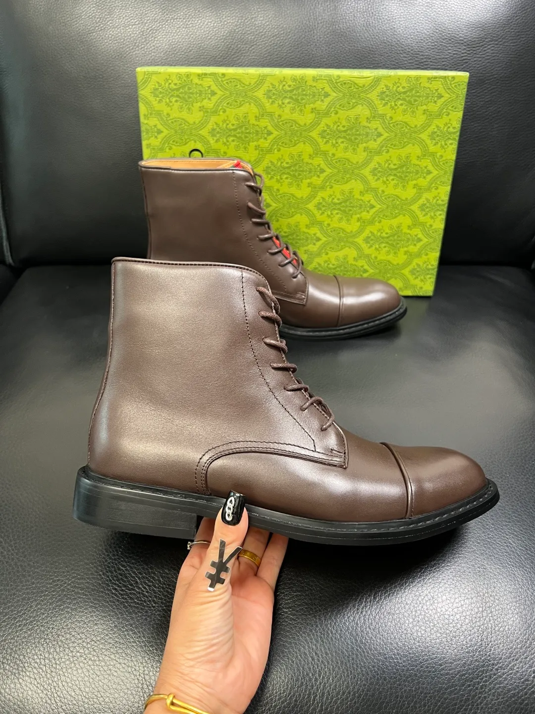 Men's shoes 💰900 Gucci High-quality top crafts Gucci Leather shoes and boots high-top series counter synchronization Original factory configuration, original cowhide imported from Italy, imported water-dyed cow lining, soles: original factory special supply original sole super comfortable, original factory and single goods High quality, welcome to compare and synchronization at the counter, code number 39-44 (customized 45)
